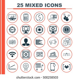 Set Of 25 Universal Editable Icons For Statistics, Airport And Business Management Topics. Includes Icons Such As Keyword Marketing, Coaching, Money Trasnfer And More.