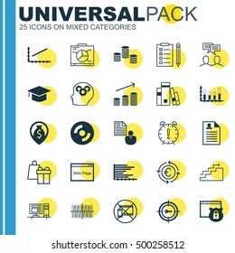 Set Of 25 Universal Editable Icons For Airport, Human Resources And Project Management Topics. Includes Icons Such As Cosinus Diagram, Line Up, Growth And More.