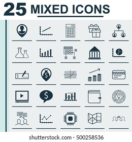 Set Of 25 Universal Editable Icons For Education, Human Resources And Project Management Topics. Includes Icons Such As Discussion, Business Deal, Bank Card And More.