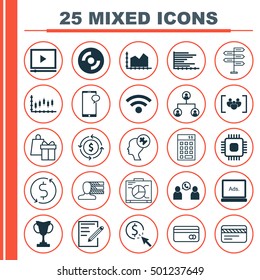 Set Of 25 Universal Editable Icons For Travel, Human Resources And Airport Topics. Includes Icons Such As Money Recycle, Plastic Card, PPC And More.