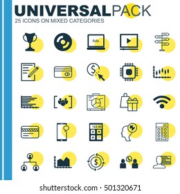 Set Of 25 Universal Editable Icons For SEO, Airport And Statistics Topics. Includes Icons Such As Phone Conference, Video Player, Chip And More.
