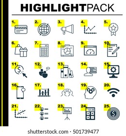Set Of 25 Universal Editable Icons For Project Management, Education And Marketing Topics. Includes Icons Such As PPC, Announcement, Investment And More.