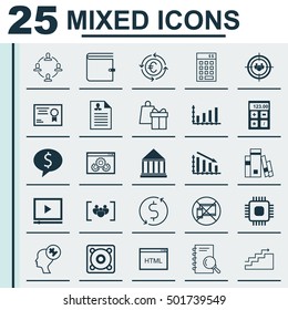 Set Of 25 Universal Editable Icons For Human Resources, Advertising And Project Management Topics. Includes Icons Such As Collaboration, Financial, Library And More.