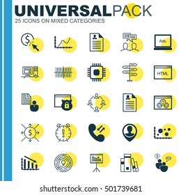 Set Of 25 Universal Editable Icons For Statistics, Project Management And Hr Topics