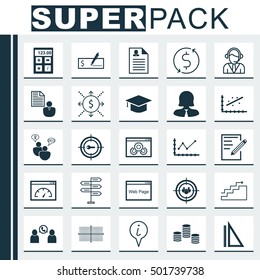 Set Of 25 Universal Editable Icons For Human Resources, School And Advertising Topics. Includes Icons Such As Money Trasnfer, Bank Payment, Report And More.