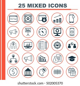 Set Of 25 Universal Editable Icons For Advertising, Hr And SEO Topics. Includes Icons Such As Focus Group, Report, Security And More.