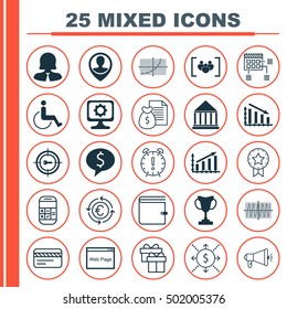 Set Of 25 Universal Editable Icons For Advertising, Project Management And Hr Topics. Includes Icons Such As Report, Questionnaire, Present Badge And More.
