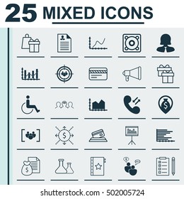 Set Of 25 Universal Editable Icons For Travel, Computer Hardware And SEO Topics. Includes Icons Such As Credit Card, Raise Diagram, Questionnaire And More.