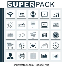 Set Of 25 Universal Editable Icons For Human Resources, Management And SEO Topics. Includes Icons Such As Successful Investment, Comparsion, Growth And More.