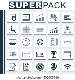 Set Of 25 Universal Editable Icons For Human Resources, Transportation And Business Management Topics. Includes Icons Such As Coaching, Market Research, Curriculum Vitae And More.