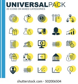 Set Of 25 Universal Editable Icons For Travel, Transportation And Human Resources Topics. Includes Icons Such As Info Pointer, Investment, Report And More.