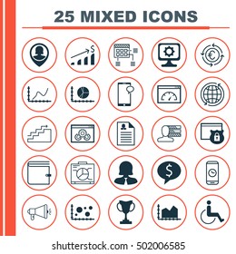 Set Of 25 Universal Editable Icons For Hr, Management And Statistics Topics. Includes Icons Such As Security, Loading Speed, Wallet And More.