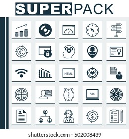 Set Of 25 Universal Editable Icons For Airport, Project Management And Management Topics. Includes Icons Such As Opportunity, Wireless, Currency Recycle And More.