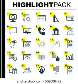 Set Of 25 Universal Editable Icons For Marketing, Advertising And Hr Topics. Includes Icons Such As Discussion, Profit Graph, Square Diagram And More.