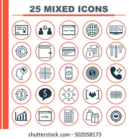 Set Of 25 Universal Editable Icons For School, Project Management And Hr Topics. Includes Icons Such As Cosinus Diagram, Graphical Grid, Phone Conference And More.