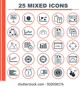 Set Of 25 Universal Editable Icons For SEO, Marketing And Business Management Topics. Includes Icons Such As Chemical, Personal Skills, Collaboration And More.
