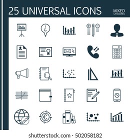 Set Of 25 Universal Editable Icons For School, Hr And Education Topics. Includes Icons Such As Presentation, Plot Diagram, Investment And More.