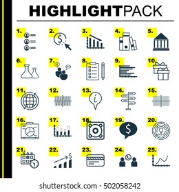 Set Of 25 Universal Editable Icons For SEO, Human Resources And School Topics. Includes Icons Such As Bank Card, Bar Chart, Successful Investment And More.