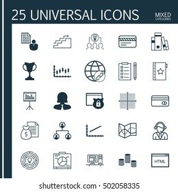 Set Of 25 Universal Editable Icons For Management, Hr And Project Management Topics. Includes Icons Such As Security, Innovation, Report And More.