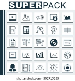 Set Of 25 Universal Editable Icons. Can Be Used For Web, Mobile And App Design. Includes Icons Such As Champagne Glasses, Chip, Reminder And More.