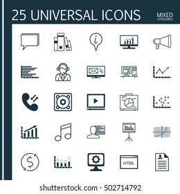 Set Of 25 Universal Editable Icons. Can Be Used For Web, Mobile And App Design. Includes Icons Such As Money Trasnfer, Library, Conference And More.
