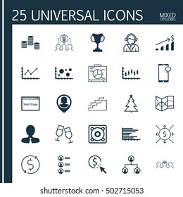 Set Of 25 Universal Editable Icons. Can Be Used For Web, Mobile And App Design. Includes Icons Such As PPC, Tree Structure, Comparsion And More.