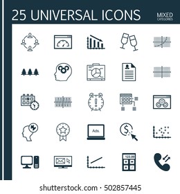 Set Of 25 Universal Editable Icons. Can Be Used For Web, Mobile And App Design. Includes Icons Such As Holiday Ornament, Board, Present Badge And More.