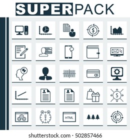 Set Of 25 Universal Editable Icons. Can Be Used For Web, Mobile And App Design. Includes Icons Such As Money Recycle, Human Mind, Report And More.