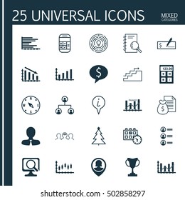 Set Of 25 Universal Editable Icons. Can Be Used For Web, Mobile And App Design. Includes Icons Such As Analysis, Job Applicants, Info Pointer And More.