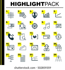 Set Of 25 Universal Editable Icons. Can Be Used For Web, Mobile And App Design. Includes Icons Such As Plastic Card, Money Recycle, Profit Graph And More.