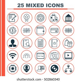 Set Of 25 Universal Editable Icons For Education, Marketing And Statistics Topics. Includes Icons Such As Line Up, Cosinus Diagram, Wallet And More.
