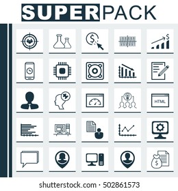 Set Of 25 Universal Editable Icons For Education, Business Management And SEO Topics. Includes Icons Such As Collaborative Solution, Human Mind, Focus Group And More.