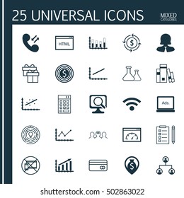 Set Of 25 Universal Editable Icons For Advertising, Human Resources And Education Topics. Includes Icons Such As Investment, Analytics, Money Recycle And More.