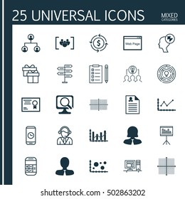 Set Of 25 Universal Editable Icons For Human Resources, Education And Marketing Topics. Includes Icons Such As Human Mind, Innovation, Presentation And More.