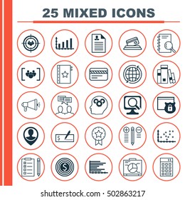 Set Of 25 Universal Editable Icons For SEO, Travel And Project Management Topics. Includes Icons Such As Investment, Curriculum Vitae, Board And More.