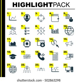 Set Of 25 Universal Editable Icons For Advertising, Human Resources And Education Topics. Includes Icons Such As Personal Skills, Security, Connectivity And More.
