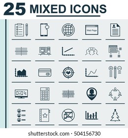 Set Of 25 Universal Editable Icons. Can Be Used For Web, Mobile And App Design. Includes Icons Such As Collaboration, Messaging, Computer And More.