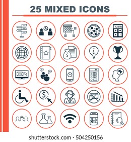 Set Of 25 Universal Editable Icons. Can Be Used For Web, Mobile And App Design. Includes Icons Such As Human Mind, Opportunity, PPC And More.