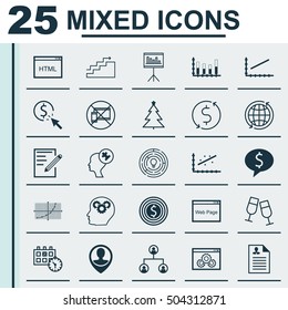 Set Of 25 Universal Editable Icons. Can Be Used For Web, Mobile And App Design. Includes Icons Such As Money Trasnfer, Appointment, Employee Location And More.