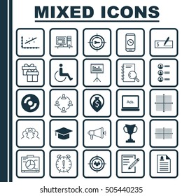 Set Of 25 Universal Editable Icons. Can Be Used For Web, Mobile And App Design. Includes Icons Such As Collaboration, Presentation, Digital Media And More.