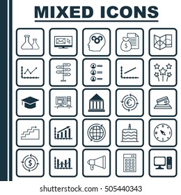 Set Of 25 Universal Editable Icons. Can Be Used For Web, Mobile And App Design. Includes Icons Such As Money Recycle, Road Map, World And More.
