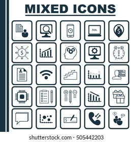 Set Of 25 Universal Editable Icons. Can Be Used For Web, Mobile And App Design. Includes Icons Such As Curriculum Vitae, Conference, Present And More.
