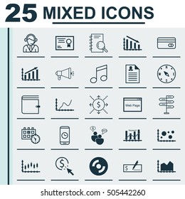 Set Of 25 Universal Editable Icons. Can Be Used For Web, Mobile And App Design. Includes Icons Such As Media Campaign, Appointment, Keyword Optimisation And More.