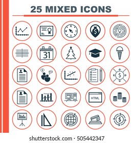 Set Of 25 Universal Editable Icons. Can Be Used For Web, Mobile And App Design. Includes Icons Such As Female Application, Keyword Optimisation, Money Navigation And More.