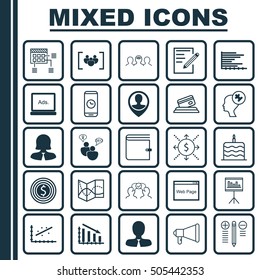 Set Of 25 Universal Editable Icons. Can Be Used For Web, Mobile And App Design. Includes Icons Such As Schedule, Bars Chart, Analytics And More.