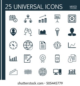 Set Of 25 Universal Editable Icons. Can Be Used For Web, Mobile And App Design. Includes Icons Such As Money Recycle, Growth, Manager And More.