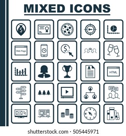 Set Of 25 Universal Editable Icons. Can Be Used For Web, Mobile And App Design. Includes Icons Such As PPC, Computer, Tree Structure And More.