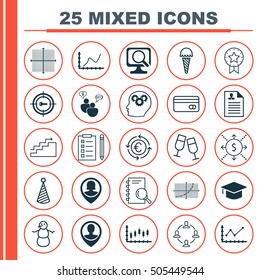 Set Of 25 Universal Editable Icons. Can Be Used For Web, Mobile And App Design. Includes Icons Such As Graduation, Curriculum Vitae, Growth And More.