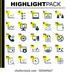 Set Of 25 Universal Editable Icons. Can Be Used For Web, Mobile And App Design. Includes Icons Such As Certificate, Wallet, Phone Conference And More.