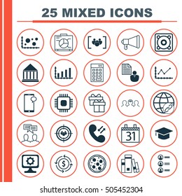 Set Of 25 Universal Editable Icons. Can Be Used For Web, Mobile And App Design. Includes Icons Such As Board, Date, Announcement And More.